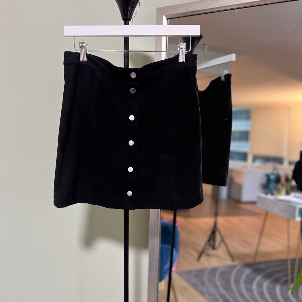 H&M Velvet Black Button Down Skirt - Size 6